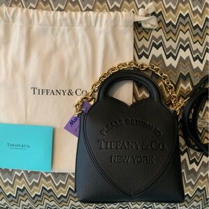 Tiffany & Co. Black Mini Nano Bag with Gold Chain